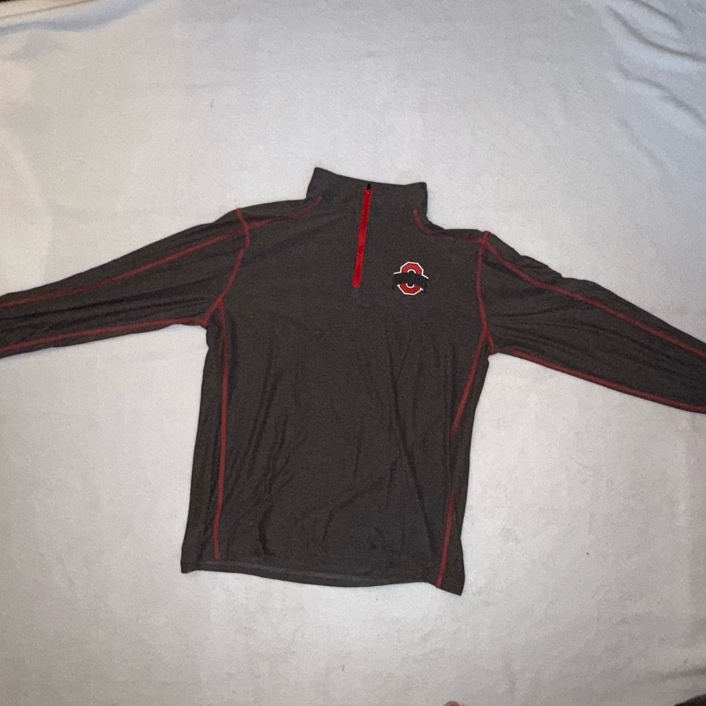 Men's Black Quarter-Zip Performance Sweater with Red Trim OSU Ohio State size L